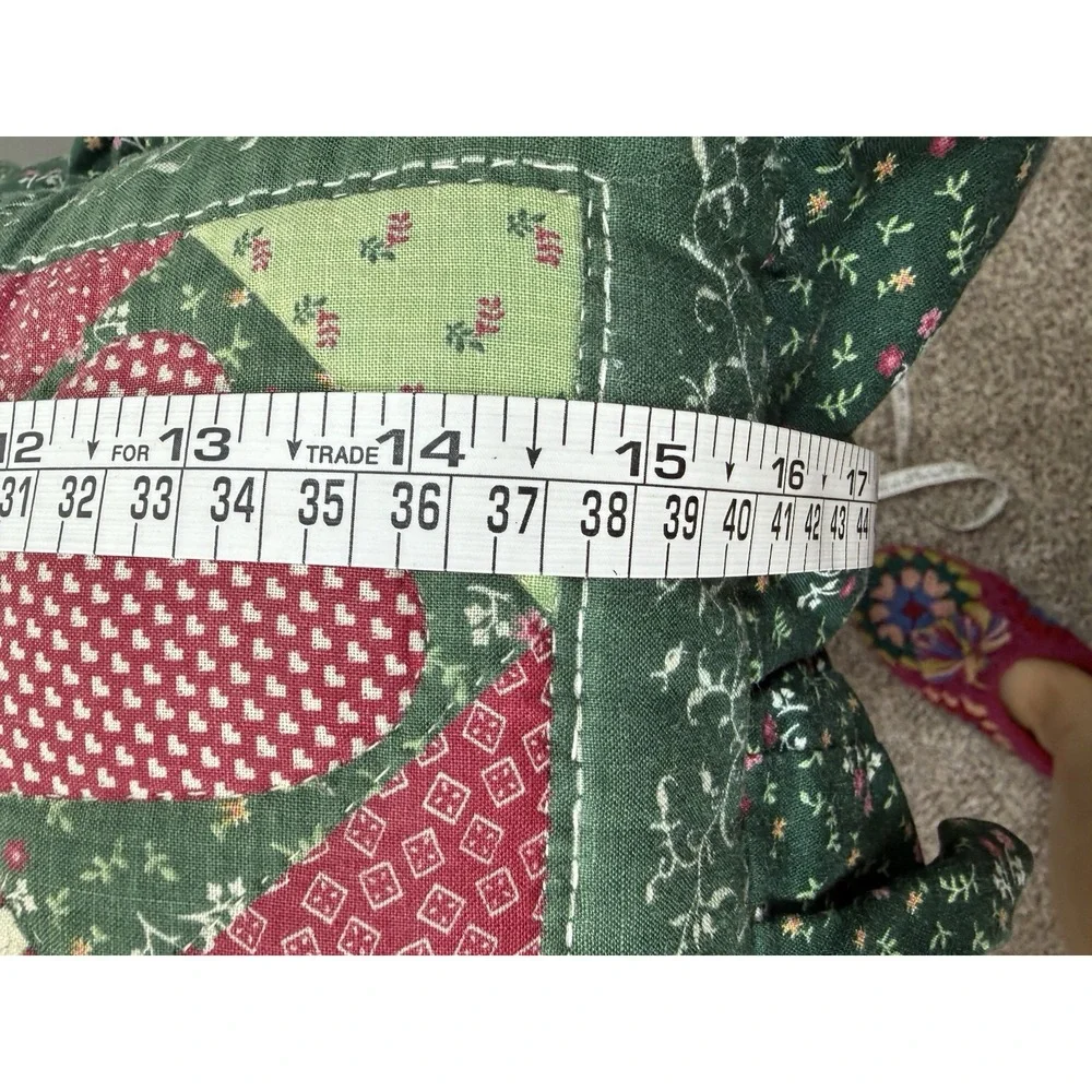 Vintage Handmade Ruffle Throw Lounge Pillow Cottage Core Patchwork  Design